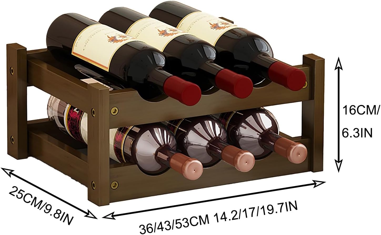 COmepa Freestanding Bamboo Wine Rack 8 Bottle 2 Tier