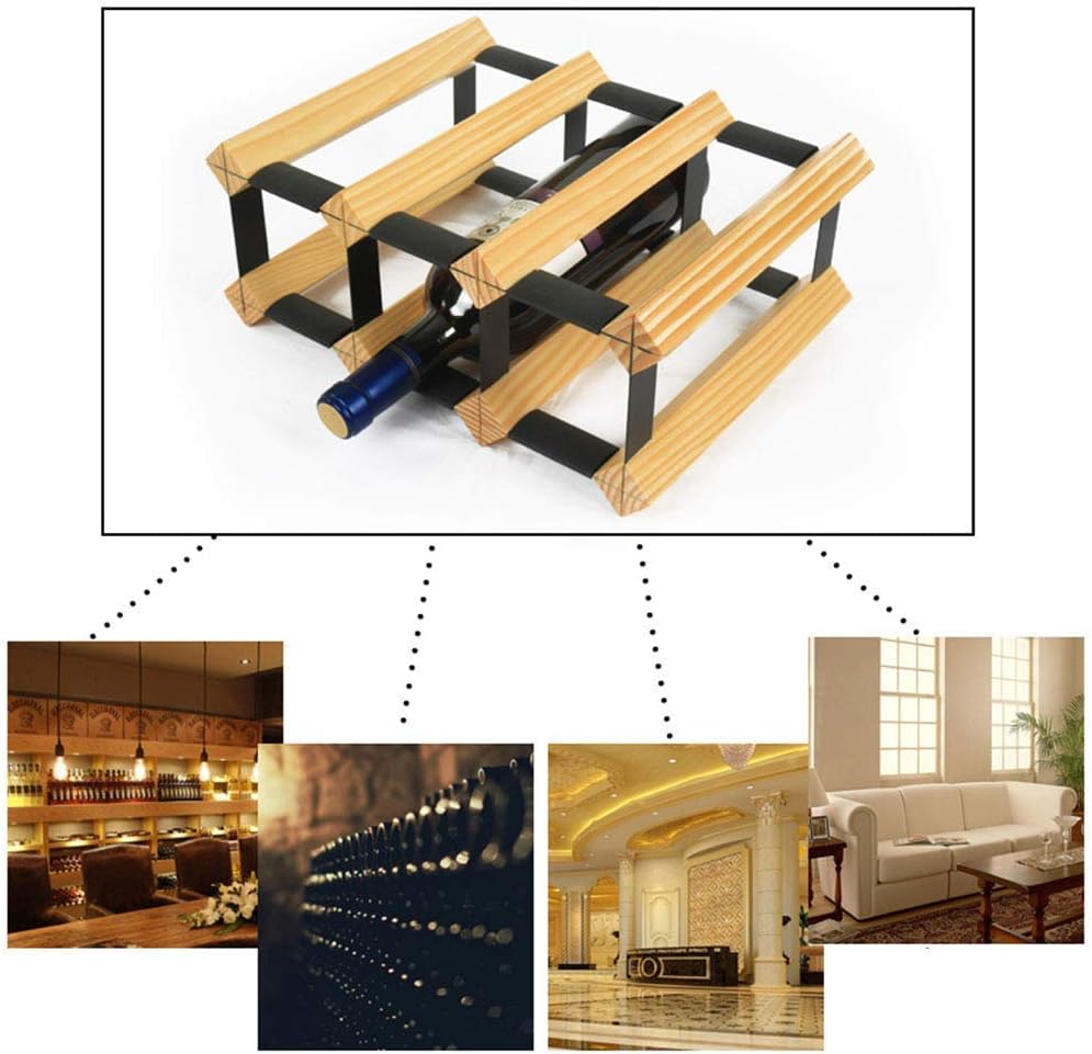 SGSG 6 Bottle Solid Wood Wine Rack Free Standing