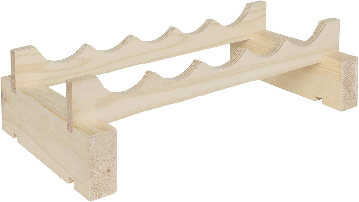 5 Bottle Wide Wine Rack Natural Pine
