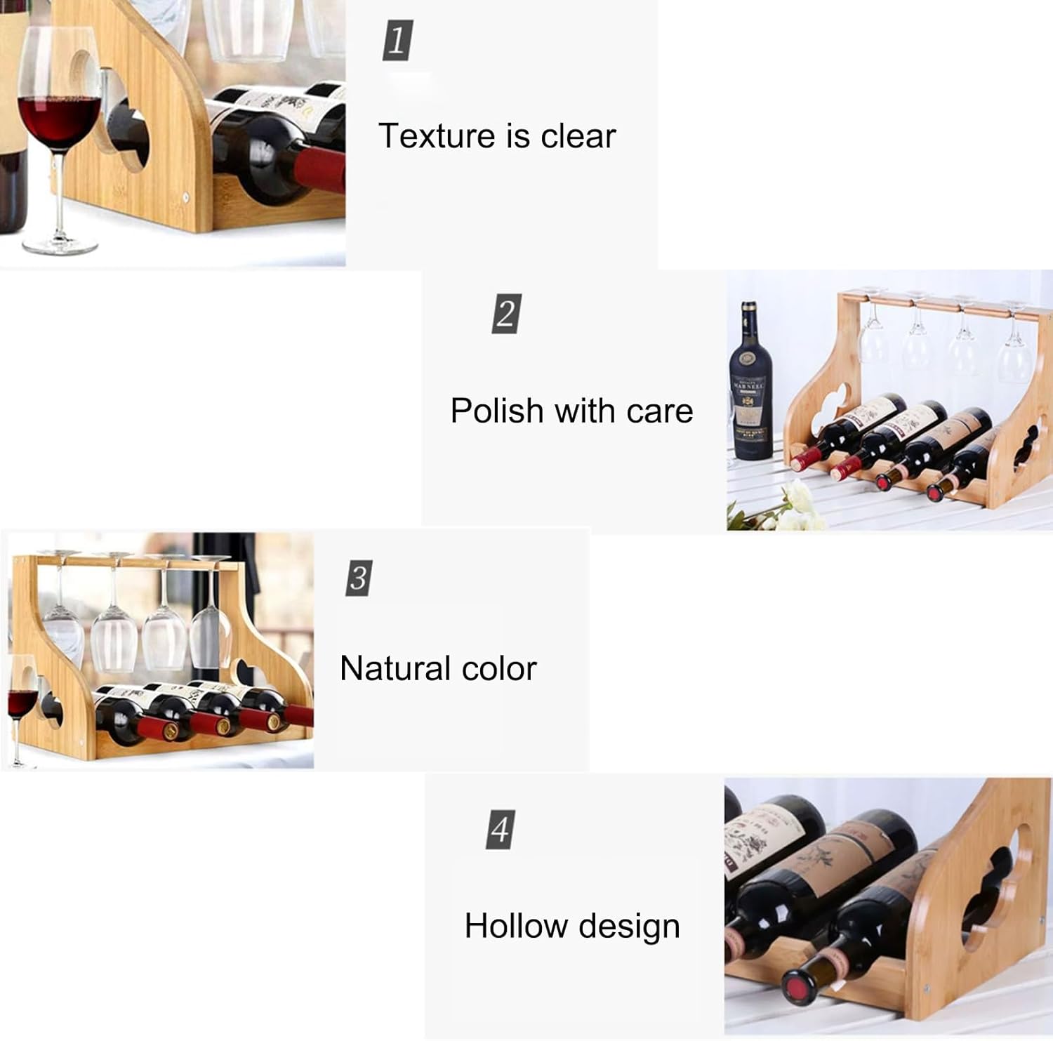 Comepa 2-Tier Wine Rack with 4 Bottles Natural Wood