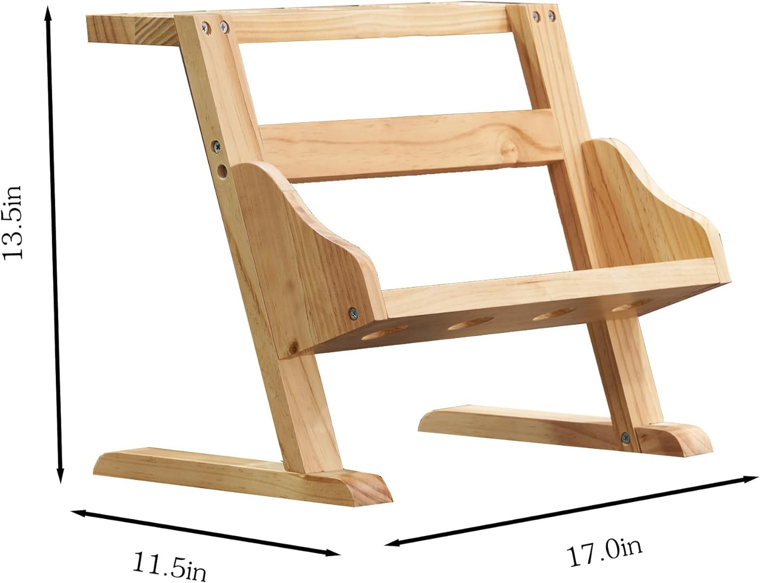 Stylish Pine Wood Wine Rack with Cup Holder