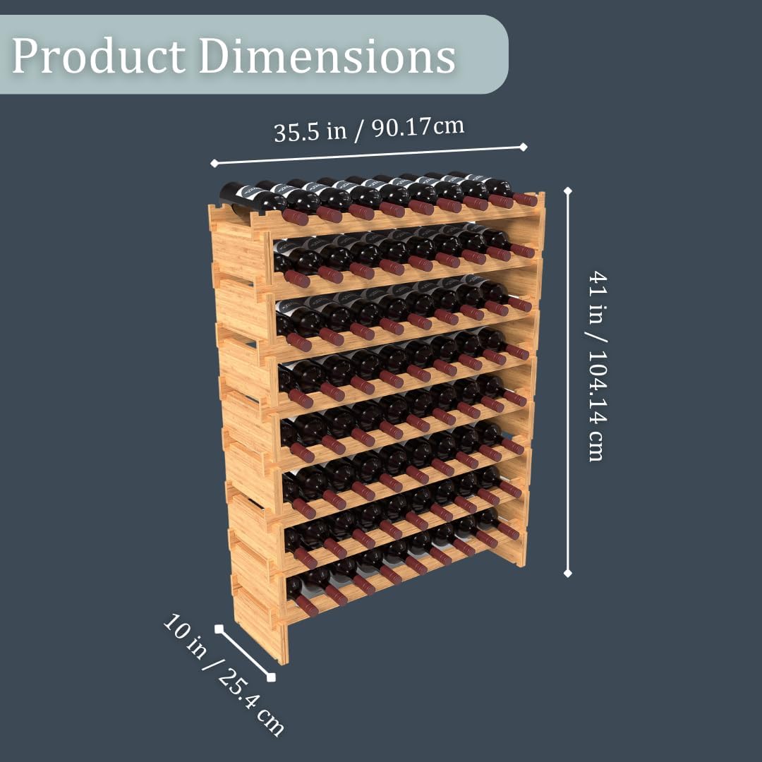 Wine Stack 72 Bottle Bamboo Freestanding Wine Rack