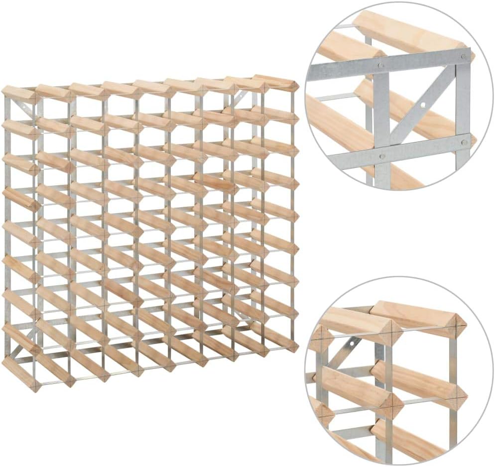 vidaXL Solid Pinewood Wine Rack for 72 Bottles