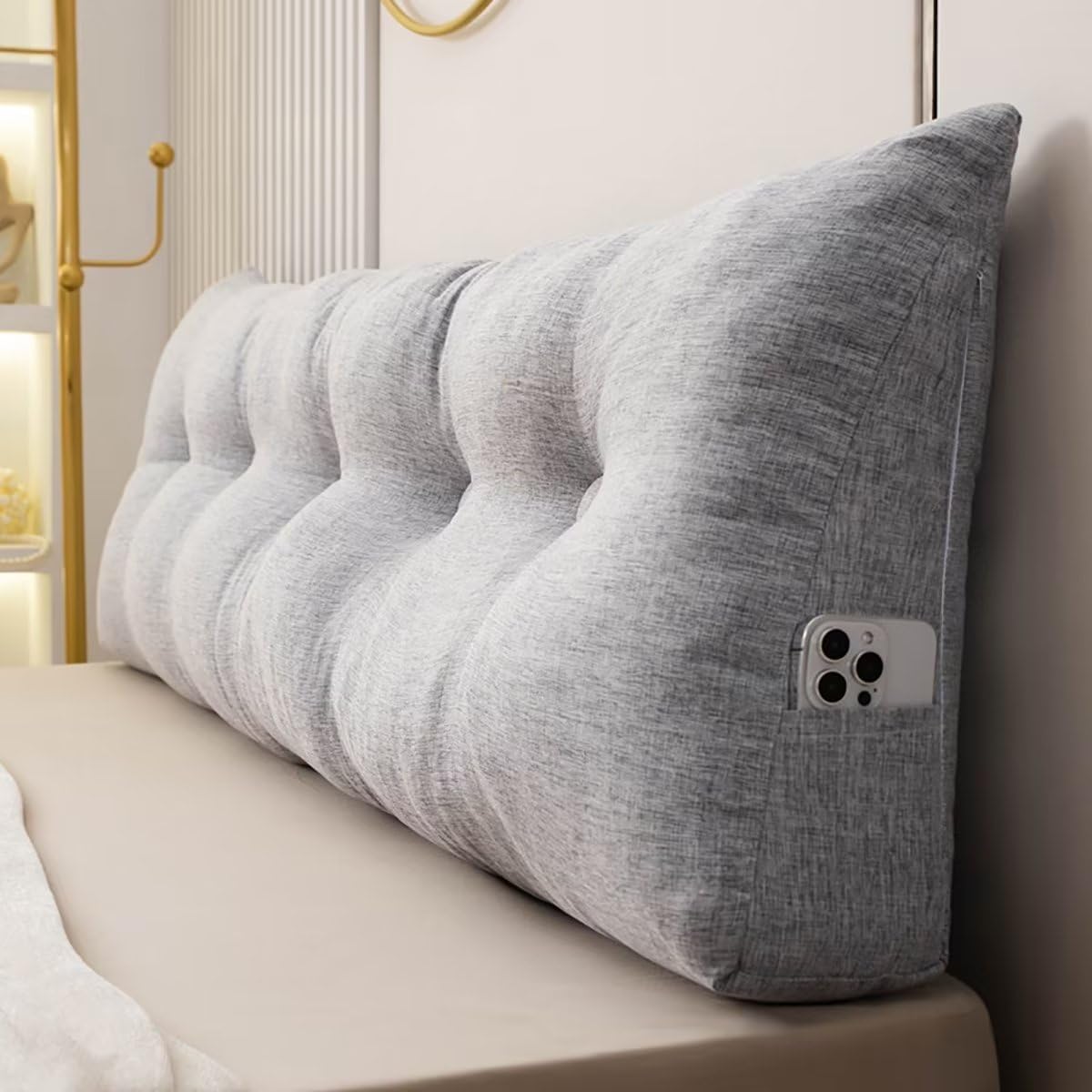 TESICA Large Triangle Headboard Pillow Wedge for Reading and Rest