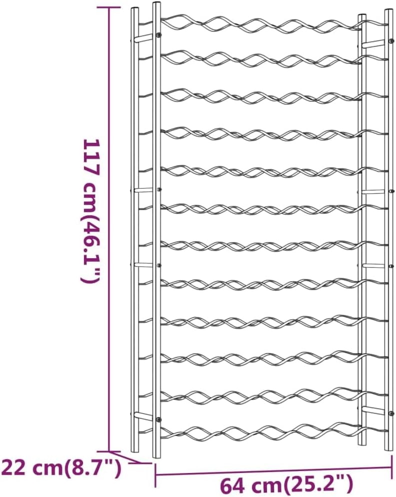 vidaXL 72-Bottle Wine Rack - White Metal Organizer