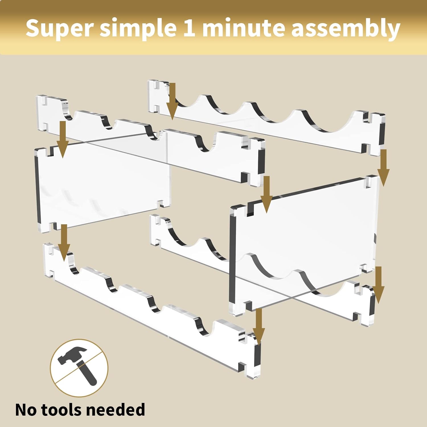 Foozet 8 Bottle Wine Rack Free Standing Transparent