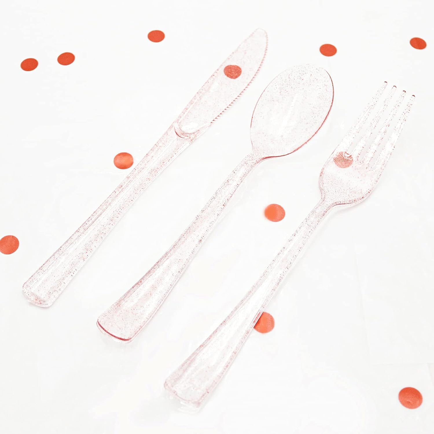 180PCS Rose Gold Glitter Cutlery Set for Valentines Day