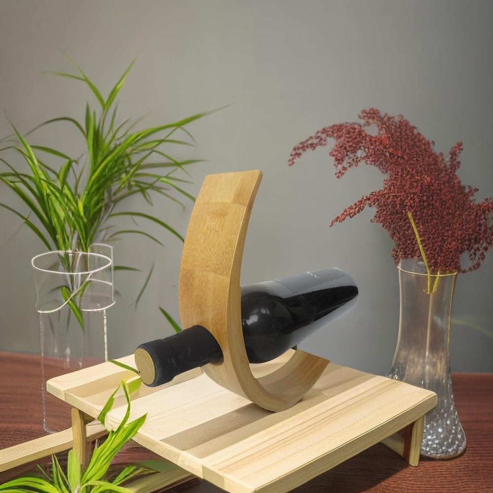 Single Wine Bottle Holder Bamboo Balancer 1