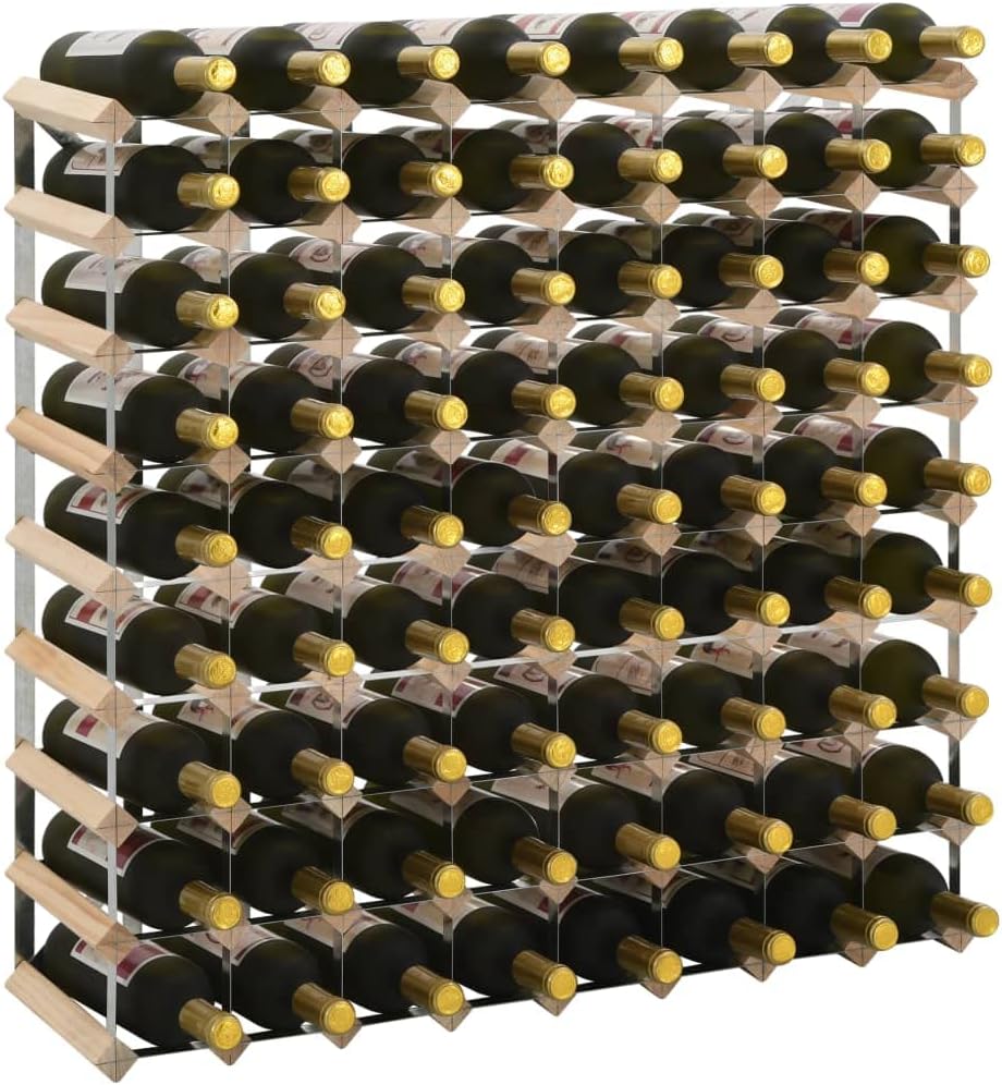 vidaXL Solid Pinewood Wine Rack for 72 Bottles