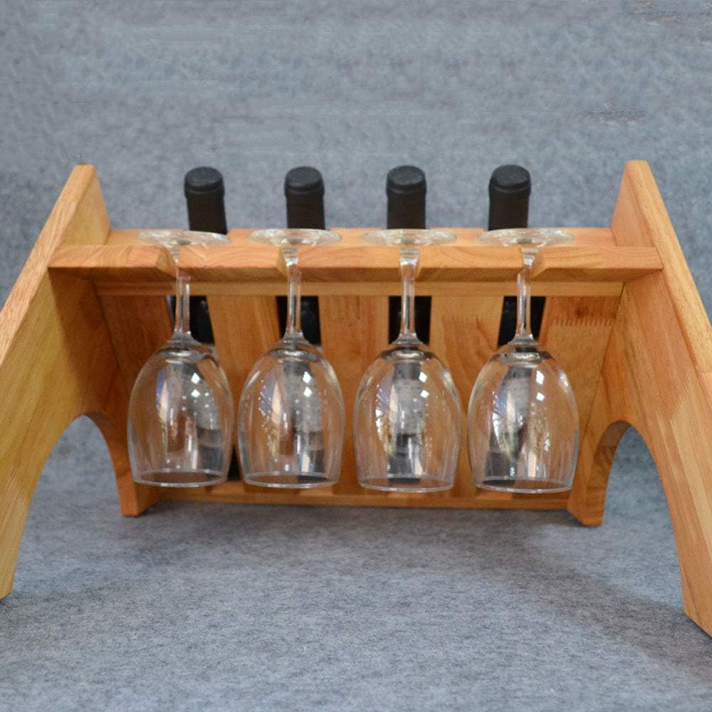 REMIGHTELY Bright Wooden 4-Bottle Freestanding Wine Rack