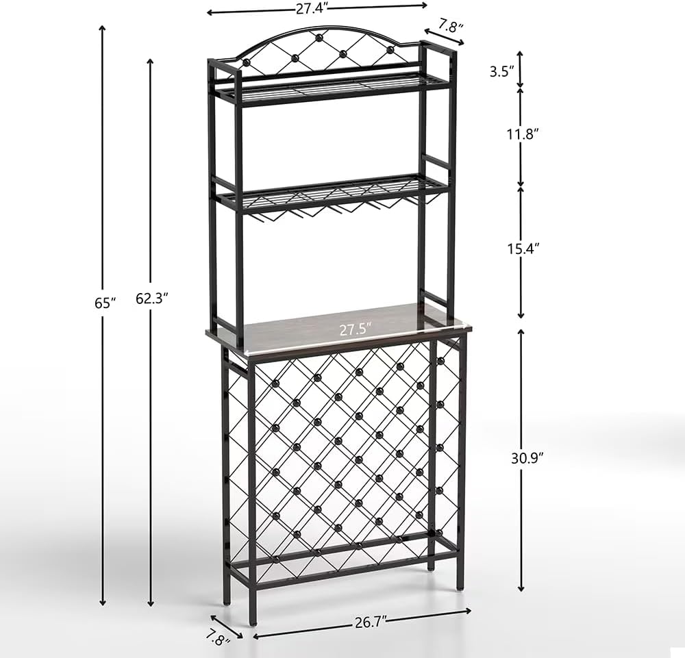 VOXIV 3-Tier Freestanding Wine Rack with Glass Holder