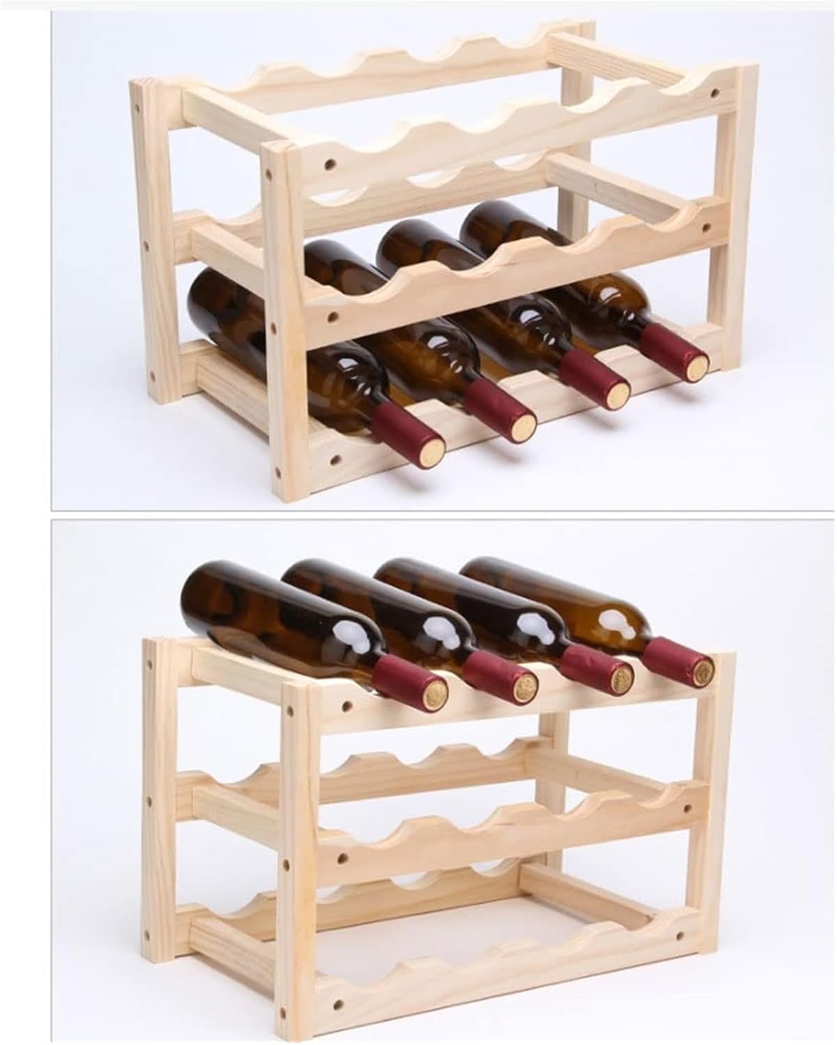 Freestanding 3-Tier Wine Rack for 12 Bottles