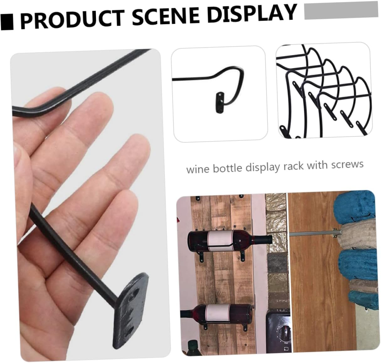 Sosoport 6Pcs Wall Mounted Iron Wine Racks