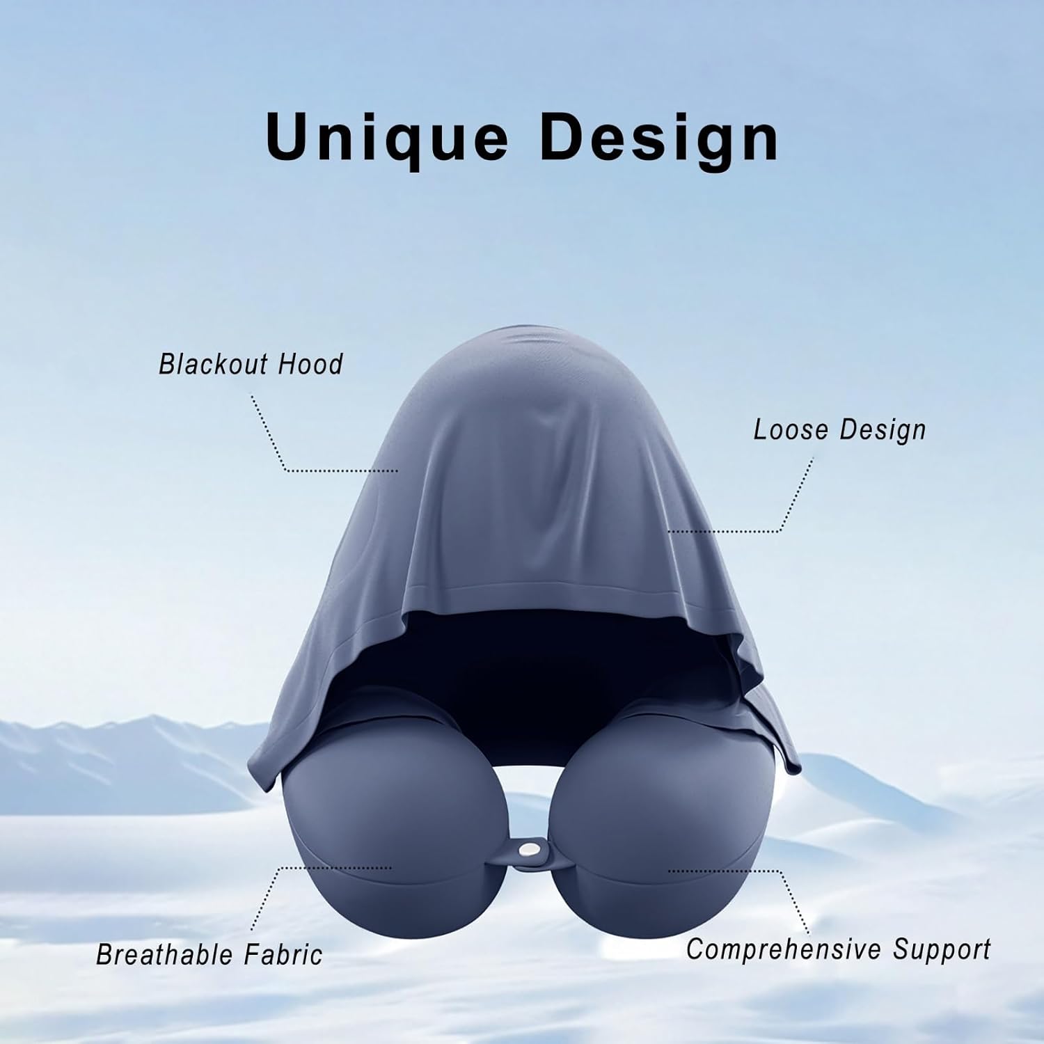 Neck Pillow with Shading Hood Breathable Fabric for Travel and Office