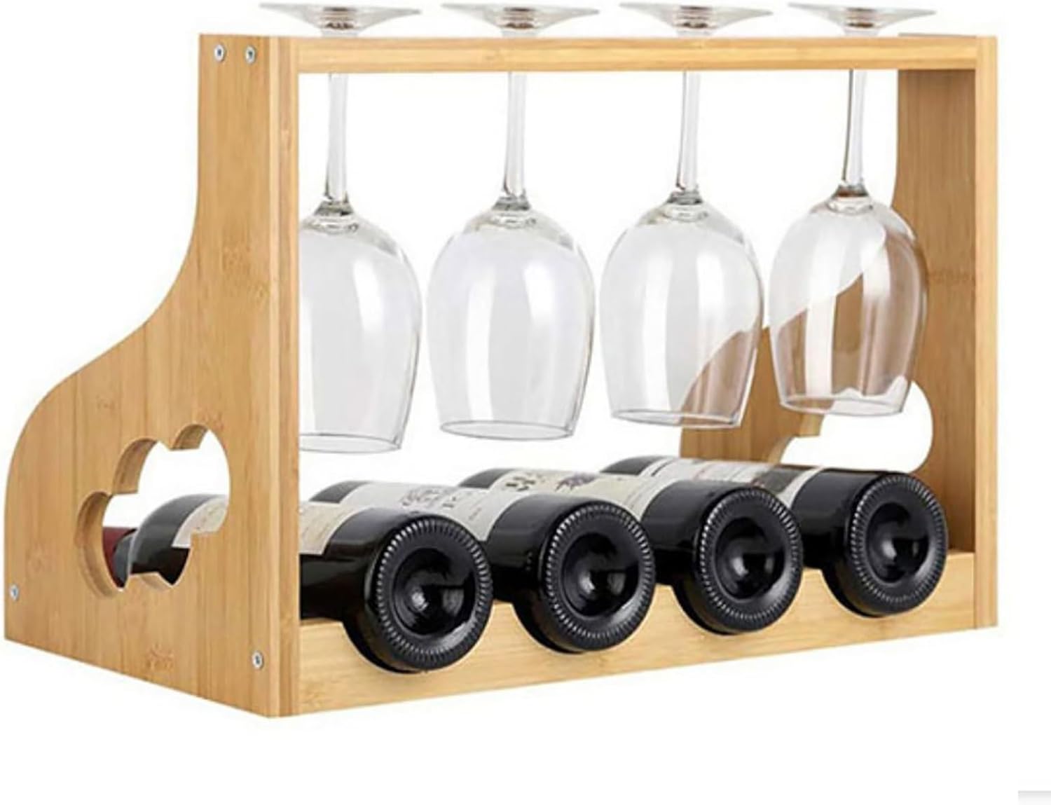 Comepa 2-Tier Wine Rack with 4 Bottles Natural Wood
