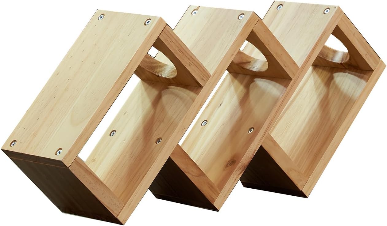 3 Bottle Pine Wood Wine Rack for Home Use
