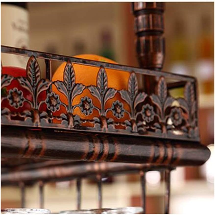 ULAINE Wall-Mounted Wine Glass Rack Lighted Brown Iron and Wood Design