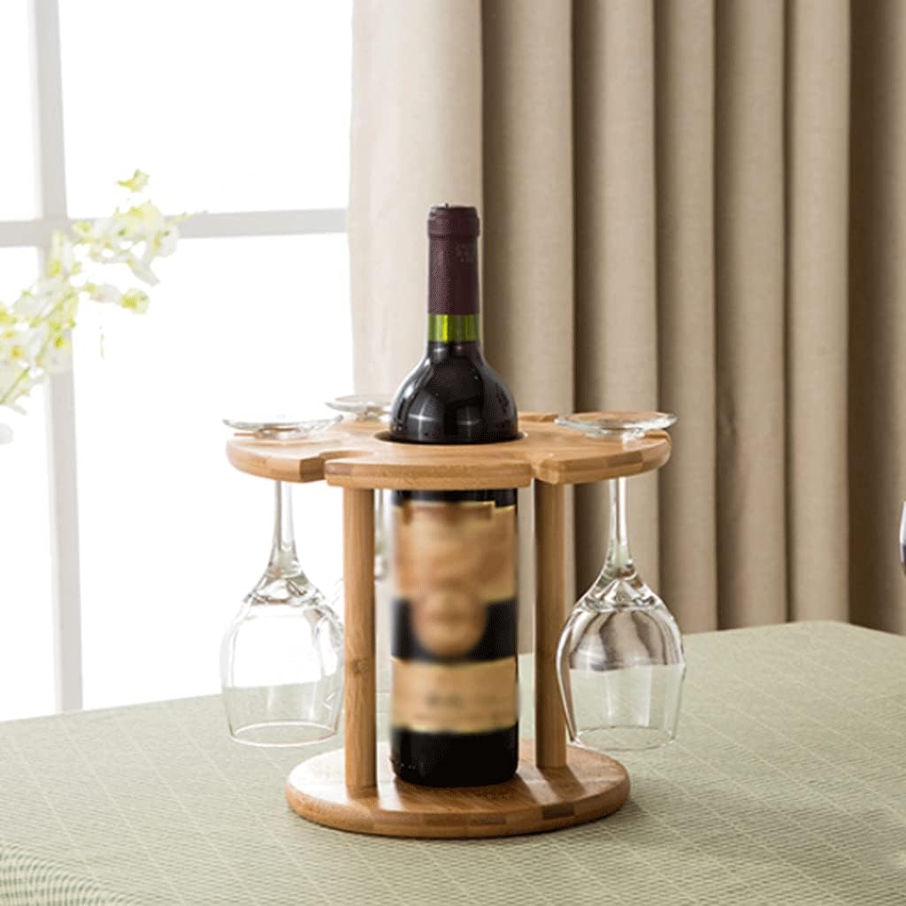 Vertical Bamboo Wine Rack with Goblet Storage