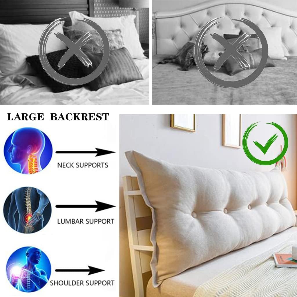 ZZYK Large Rectangular Headboard Pillow with Removable Cover 1