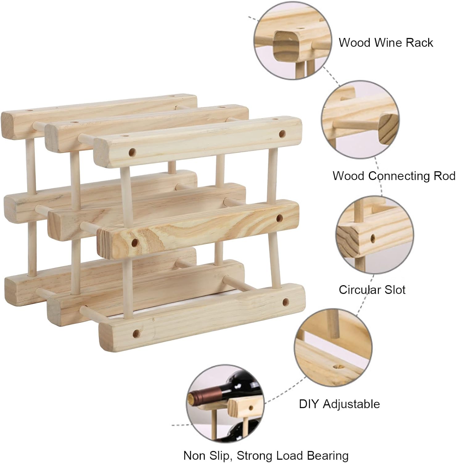Asixxsix 6 Bottle Freestanding Wine Rack with 3 Tiers