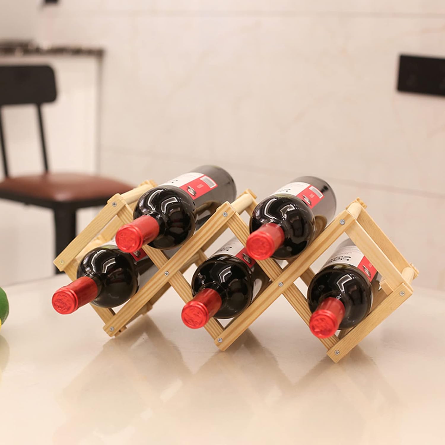 DASHADAO 3 Bottle Wine Rack Wooden Foldable Display Rack