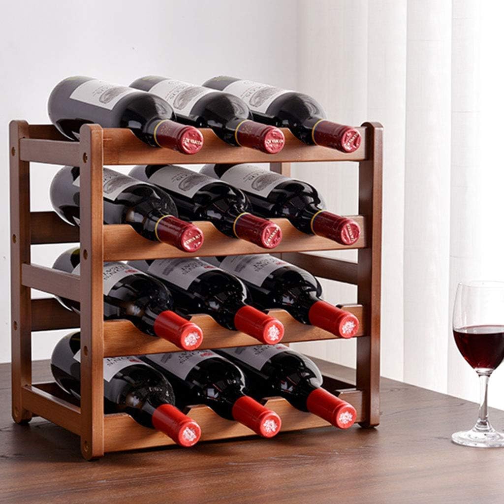 SGSG Bamboo Stackable Wine Rack with Neck Groove