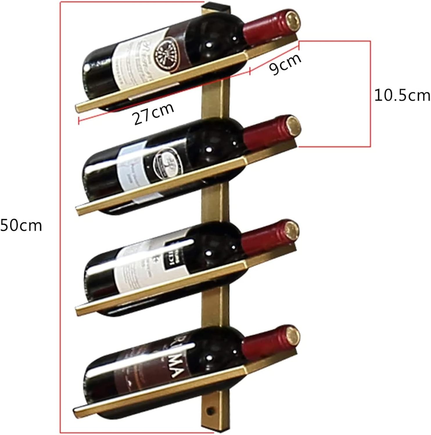 ALDEPO Wall-Mounted Wine Rack 4 Bottle Organizer