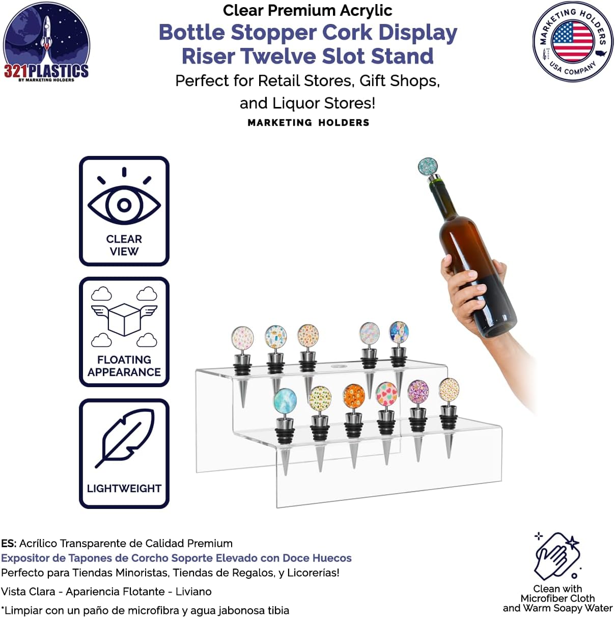 Marketing Holders 12 Slot Wine Stopper Display Stand