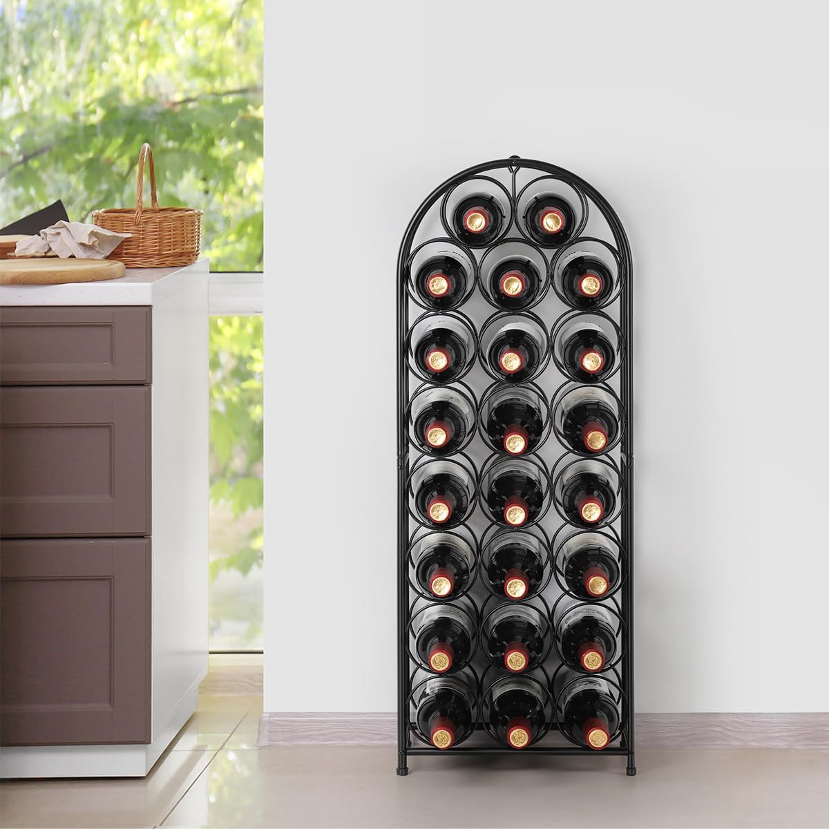 HEOMU 23-Bottle Freestanding Wine Rack Black