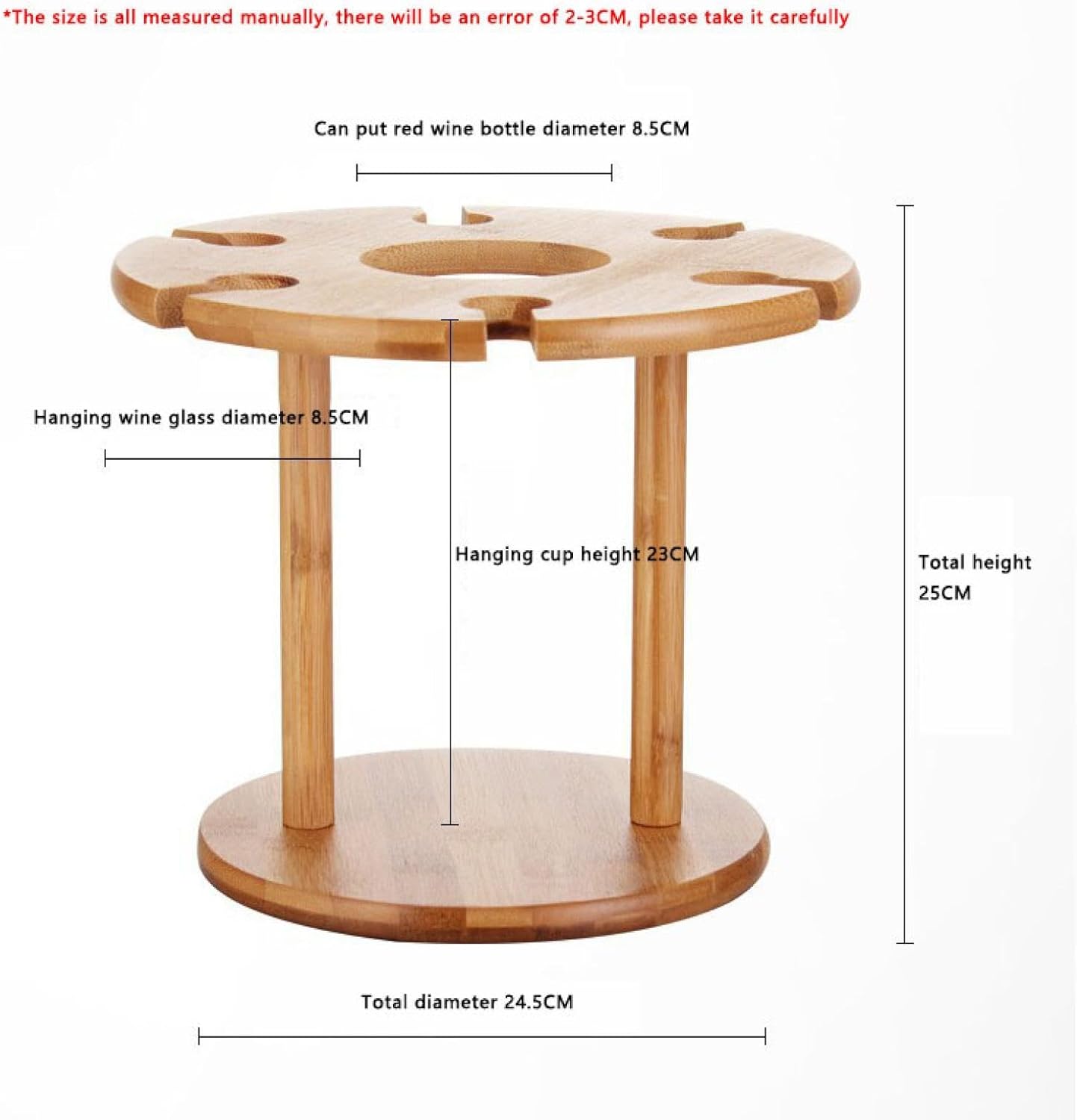 OWKAY Wooden Wine Rack 25x25cm Freestanding