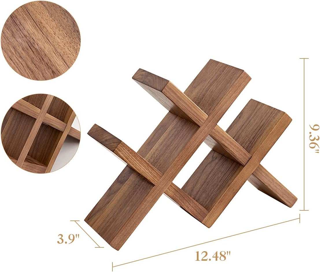 OAKERLAND 4 Bottle Walnut Wood Wine Rack Free Standing