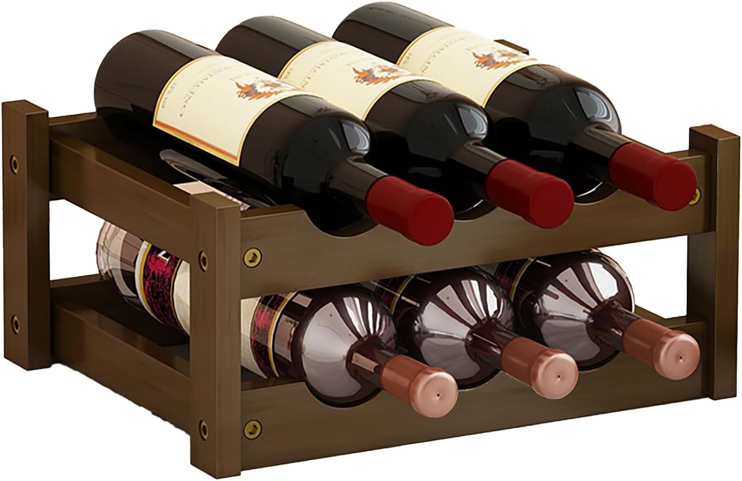 COmepa Freestanding Bamboo Wine Rack 8 Bottle 2 Tier