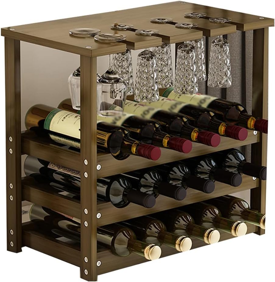 Yangjie 3 Layer Wine Rack 15 Bottle Capacity Wood Storage Stand
