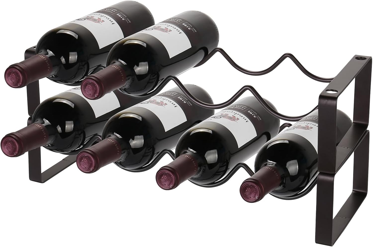 Carperipher Stackable 2 Tier Wine Rack 8 Bottles Metal Storage Holder