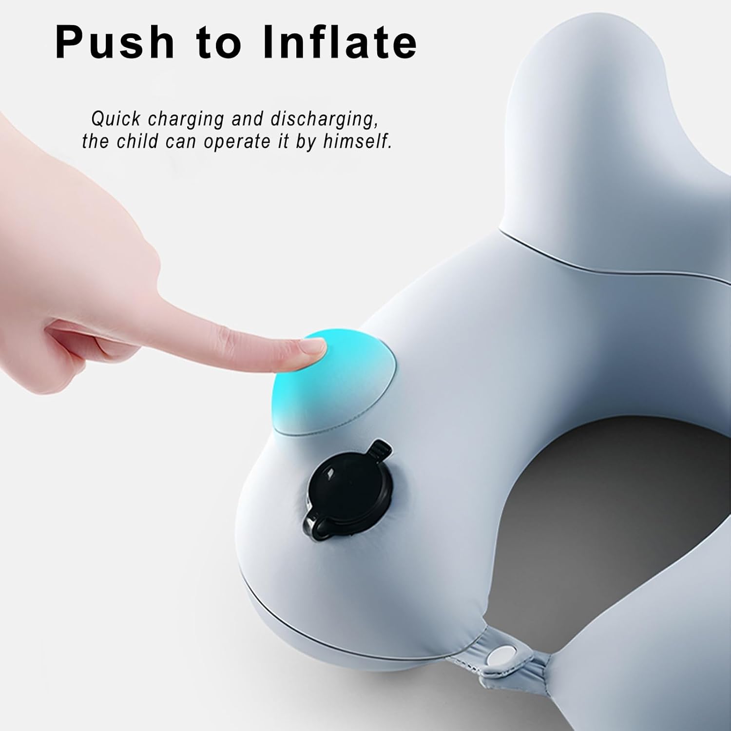 Inflatable Travel Pillow for Kids with Check Valve and Zipper
