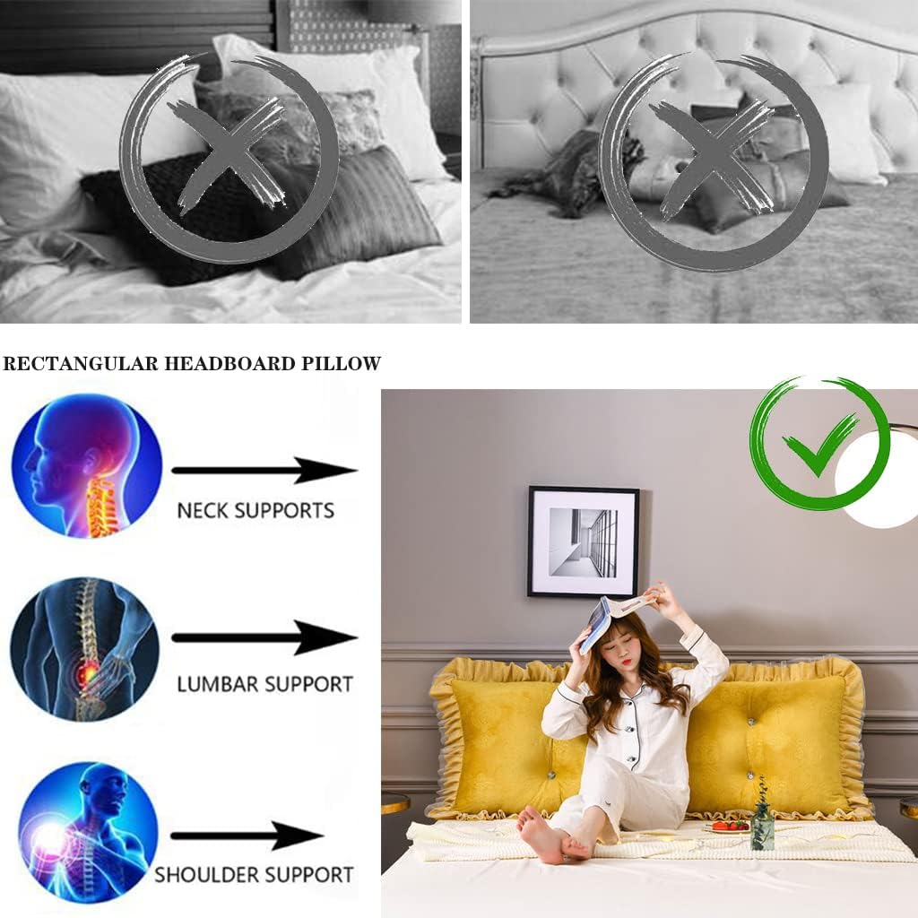 ZZYK Rectangular Pillow - Detachable Fleece Headboard Sitting Pillow for Pregnancy and Relaxing