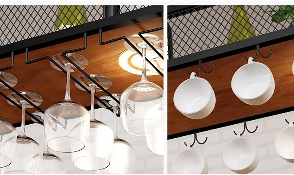 Suuim Wall-Mounted Wine Rack with Glass Holder and Lighting