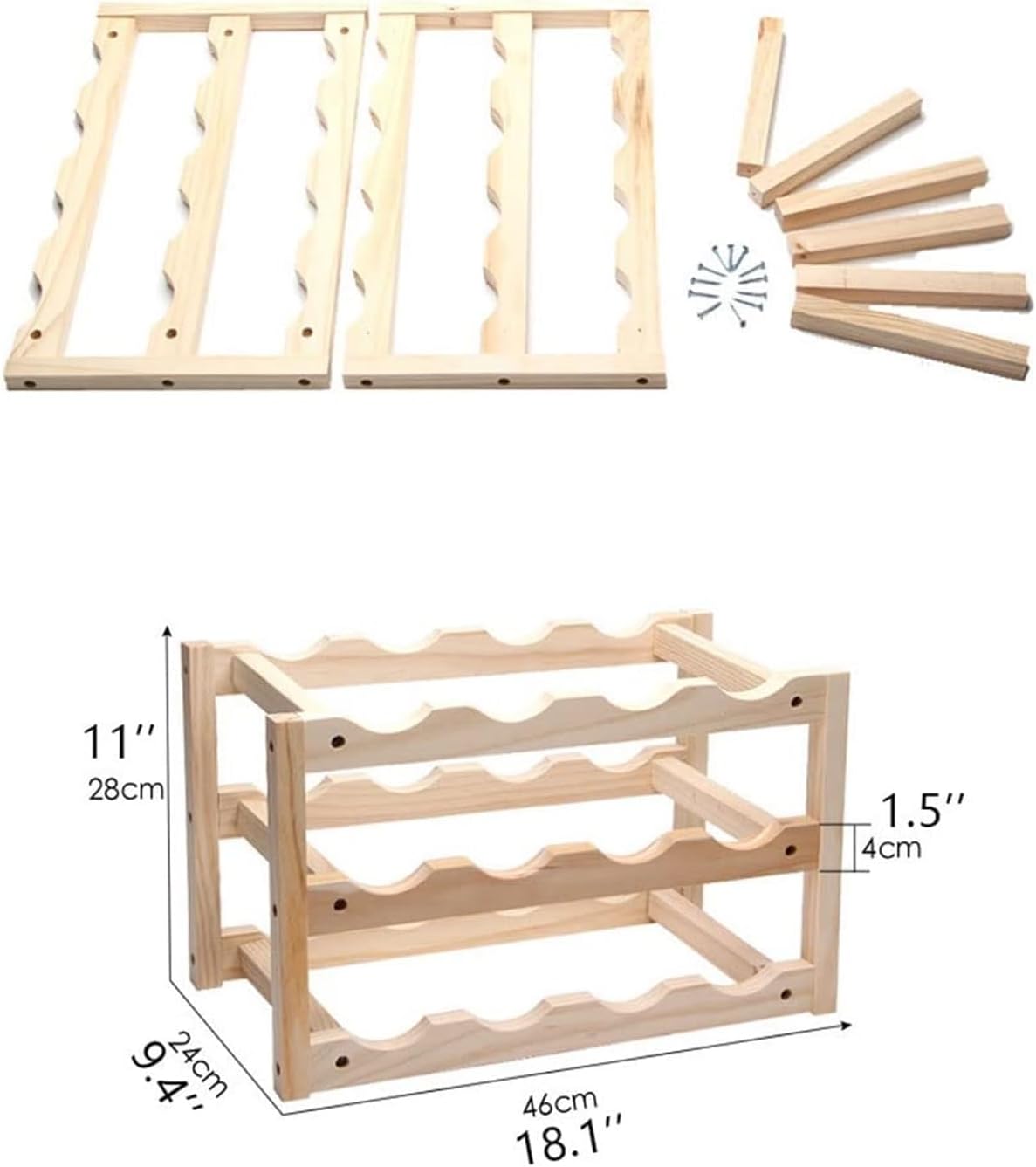 Freestanding 3-Tier Wine Rack for 12 Bottles