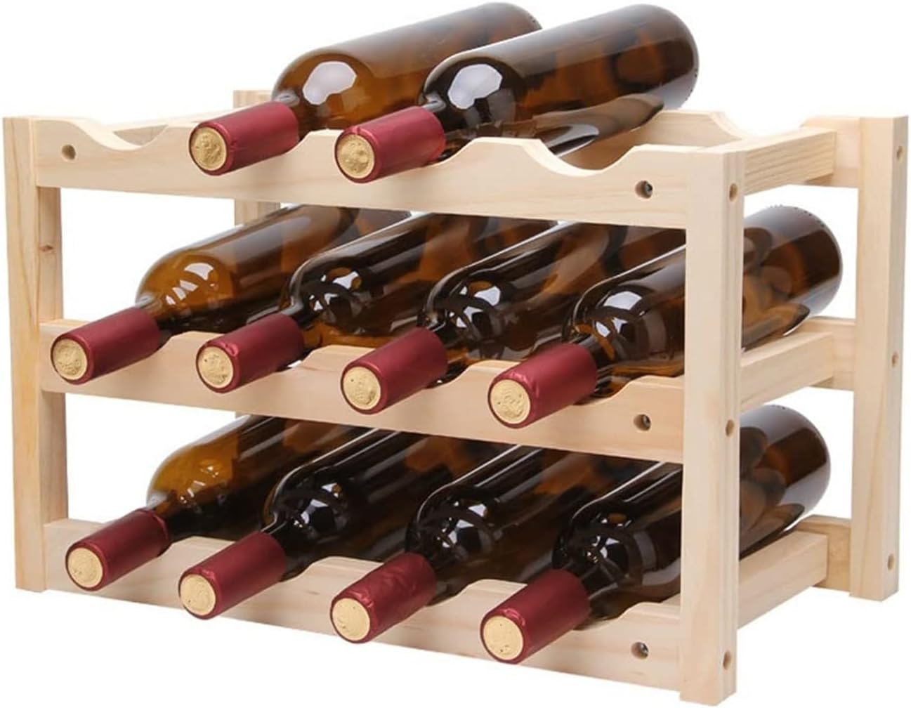 Freestanding 3-Tier Wine Rack for 12 Bottles
