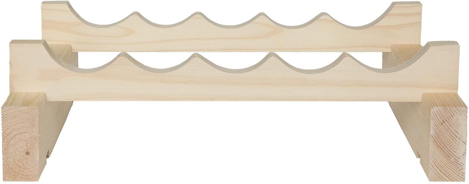 5 Bottle Wide Wine Rack Natural Pine
