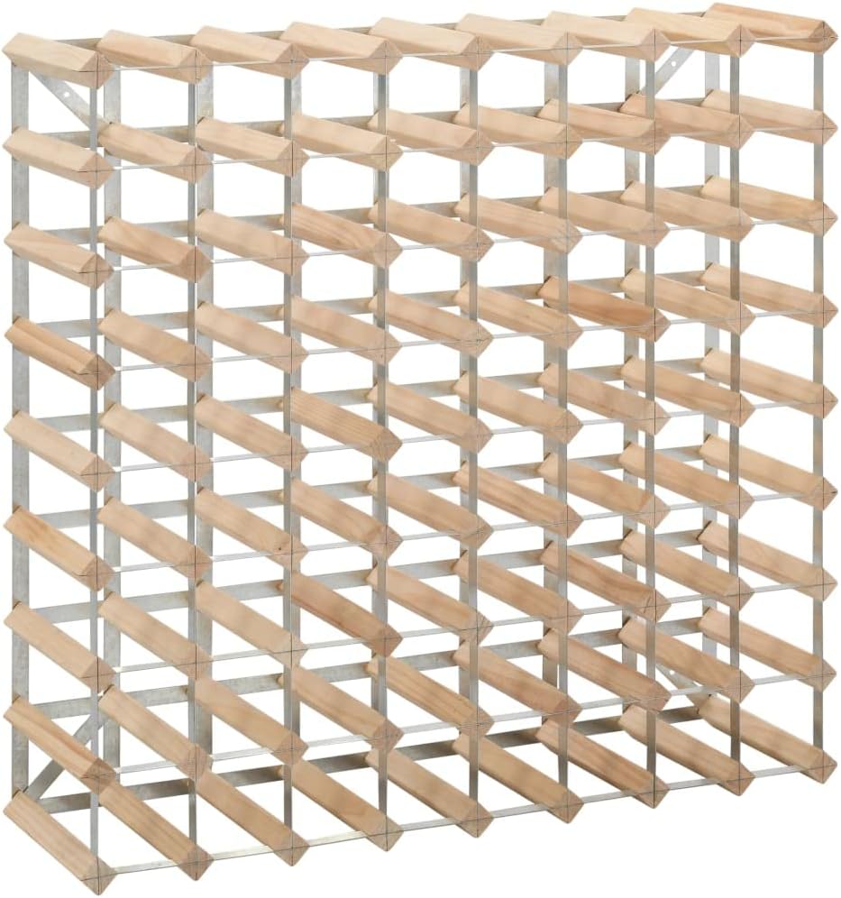 vidaXL Solid Pinewood Wine Rack for 72 Bottles