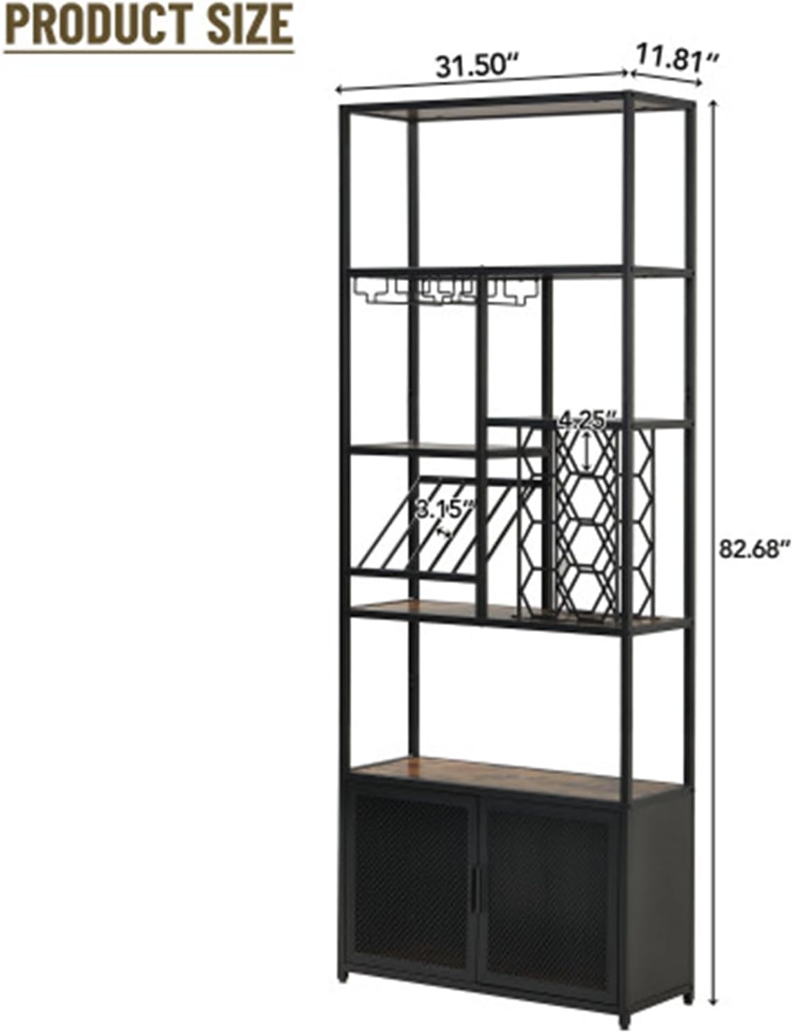 827 Inch Freestanding Wine Rack with 5 Tiers and Glass Shelf