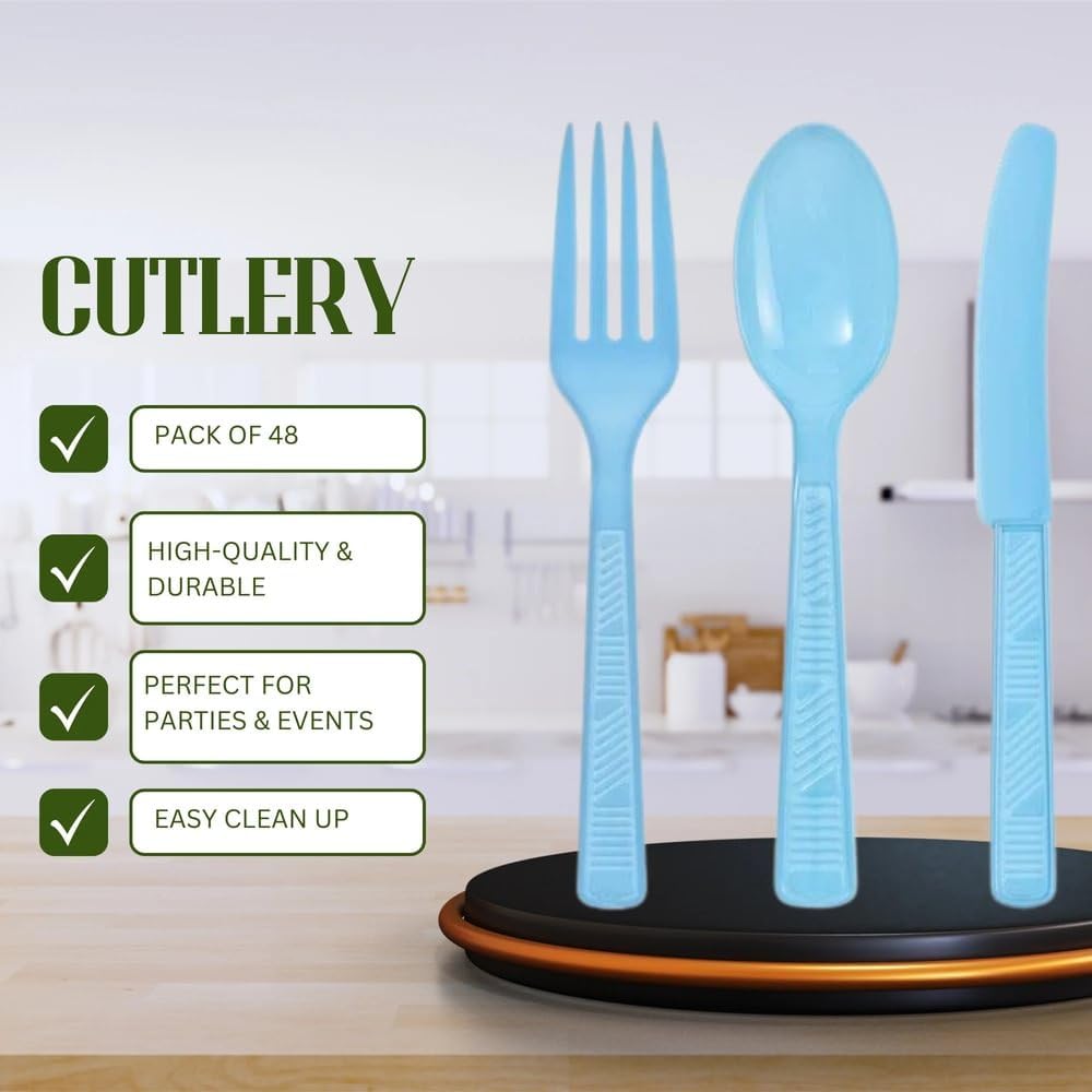Party Dimensions Light Blue 48 Count Cutlery Set