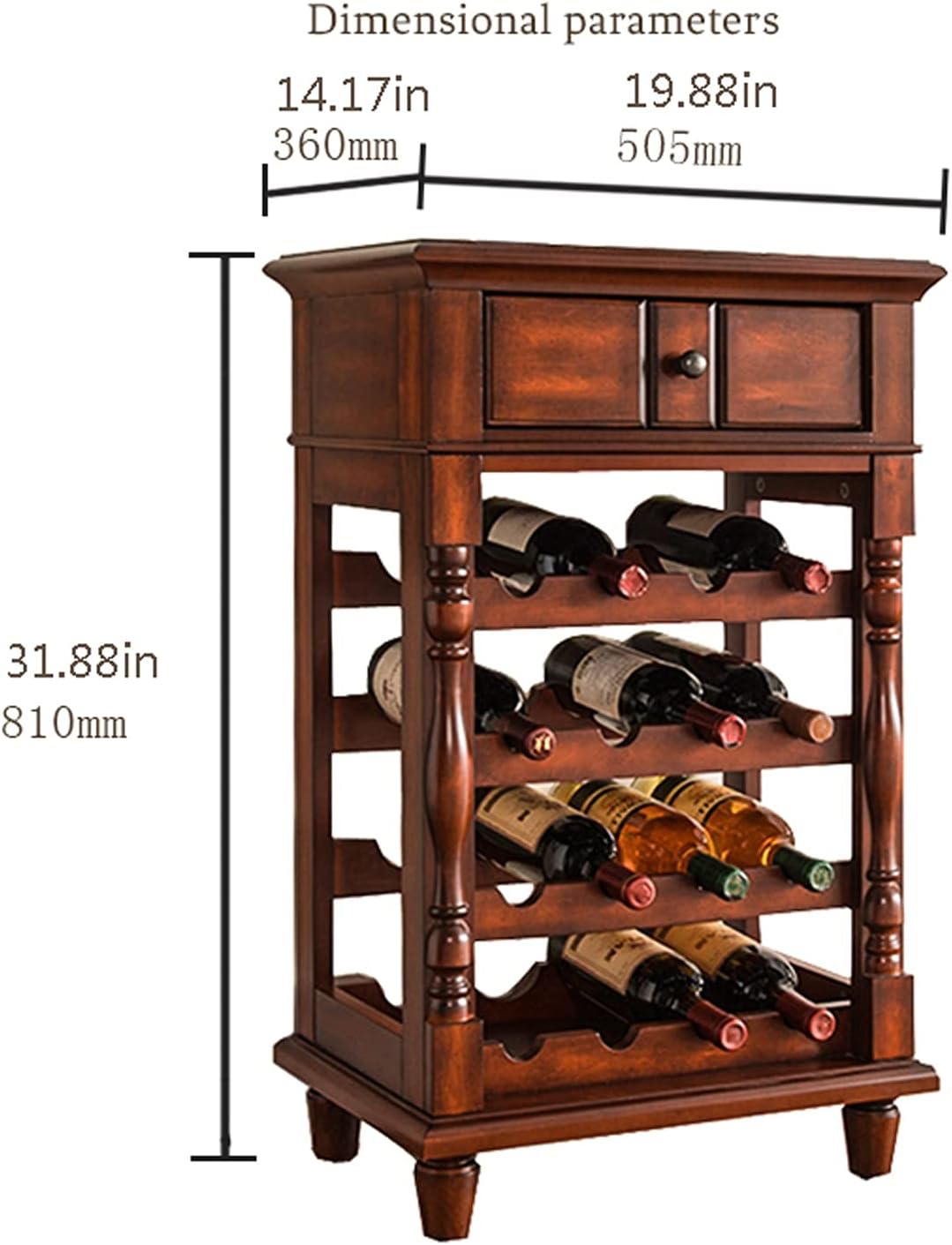 Hhaoran Wine Cabinet Freestanding Wood Display Rack