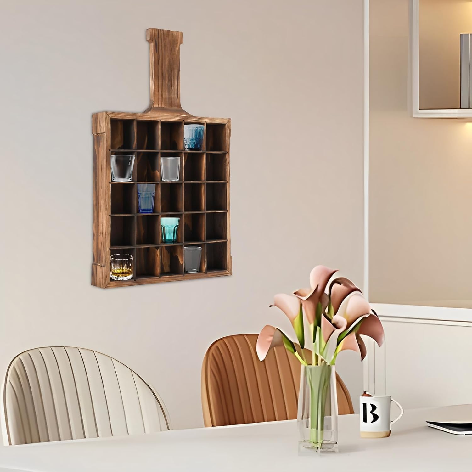 Eapmic Wall-Mounted Wine Glass Rack with 25 Compartments