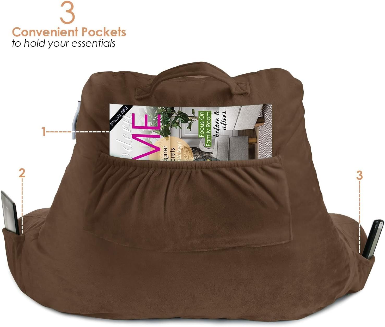 Nestl Reading Pillow with Lap Desk - Brown