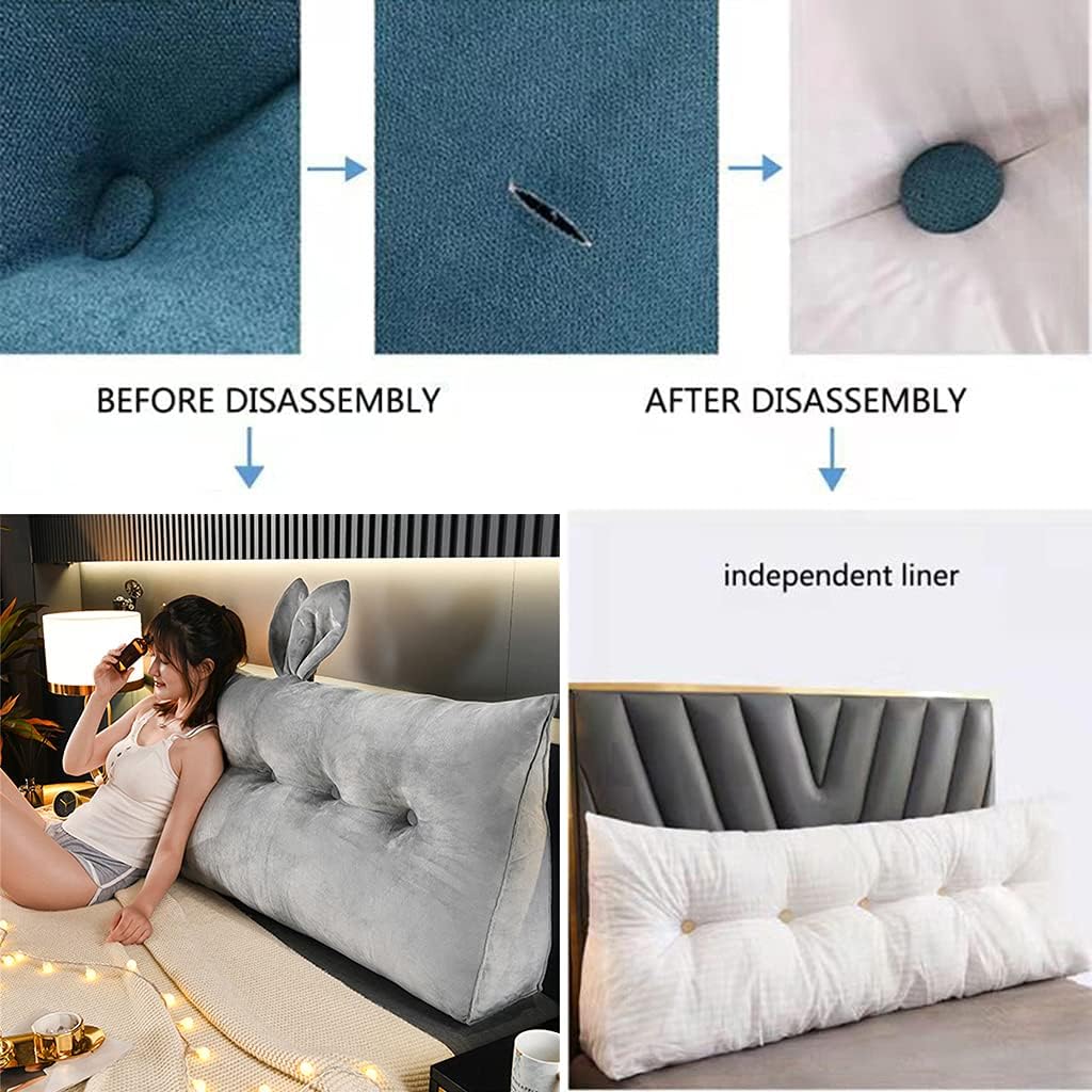 ZZYK Large Triangular Bed Support Pillow with Fleece Cover and Removable Filler