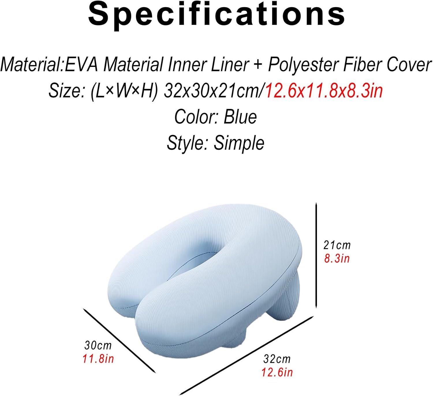 Inflatable Travel Pillow for Kids with Check Valve and Zipper