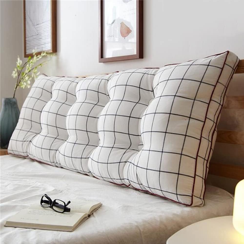 ZZYK Soft Plaid Reading Pillow with Headboard Support 1