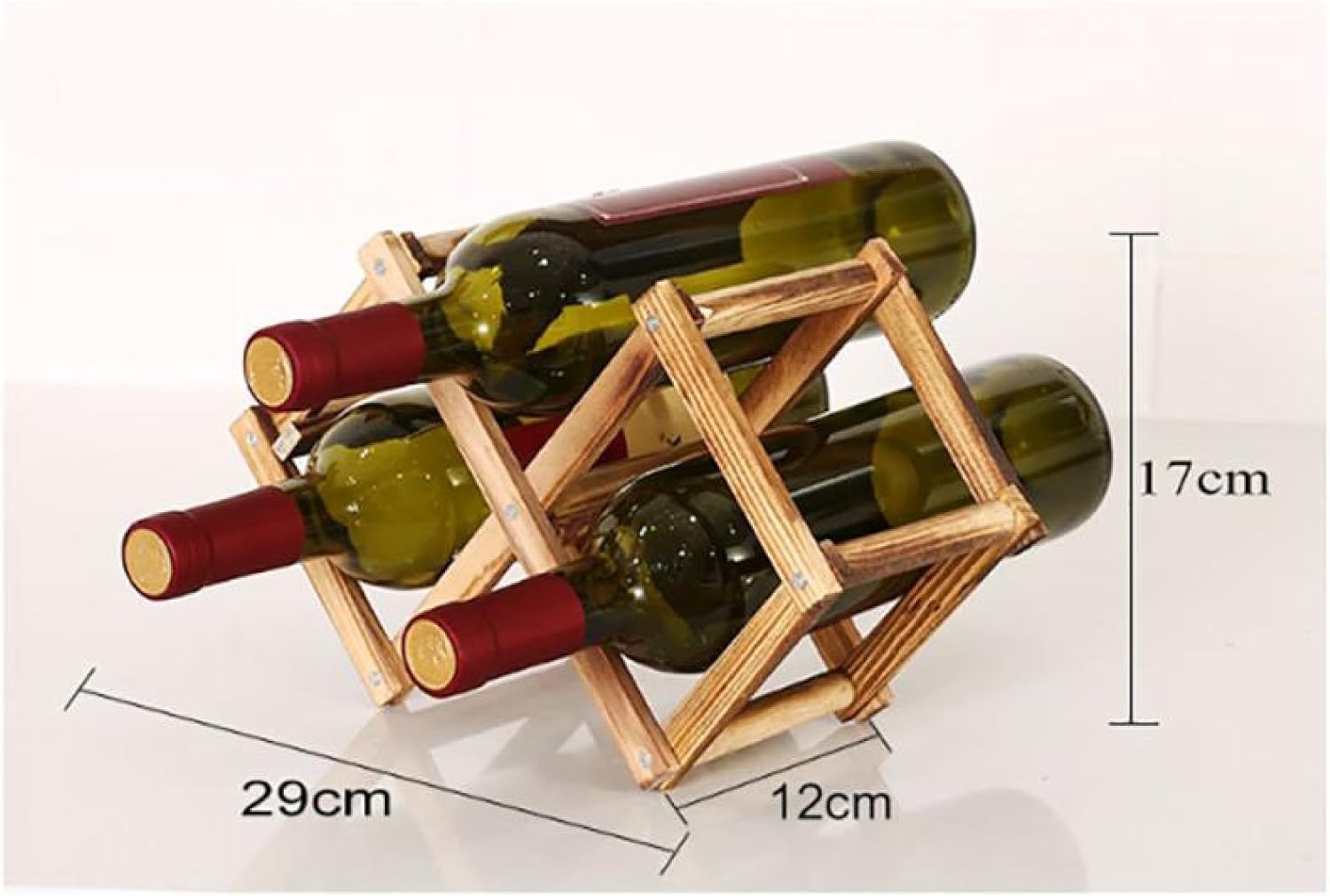 OWKAY Foldable Wooden Wine Rack 10 Bottles
